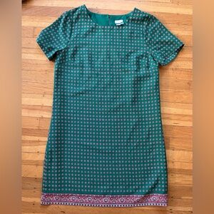 J. Crew mini Gallery shift dress kelly Celtic green paisley 6 M preppy scarf